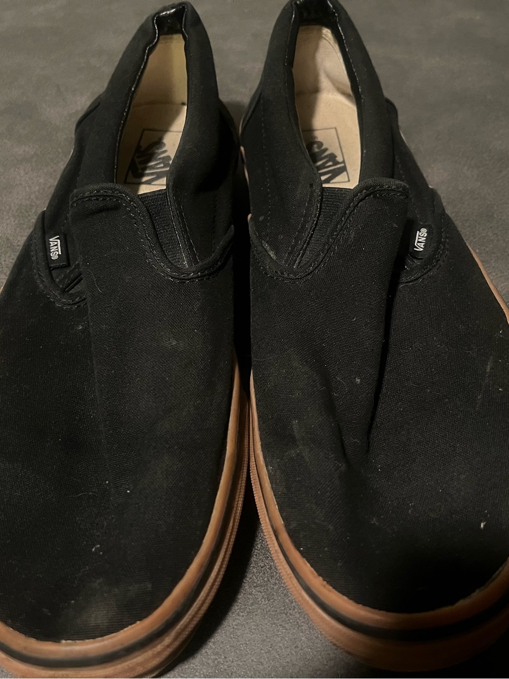 Men’s Vans Black Canvas Slip-On with Gum Outsole